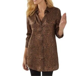 Soft Surroundings Leopard Print Silk Blouse